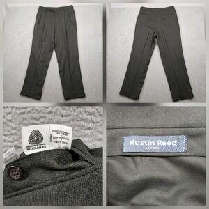 Austin Reed London Dress Pants Men 100% Pure New Wool Charcoal Gray 32x29